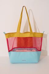 Womensecret Bolsa de bolsa de malla y nailon con estampado blanco. blanco