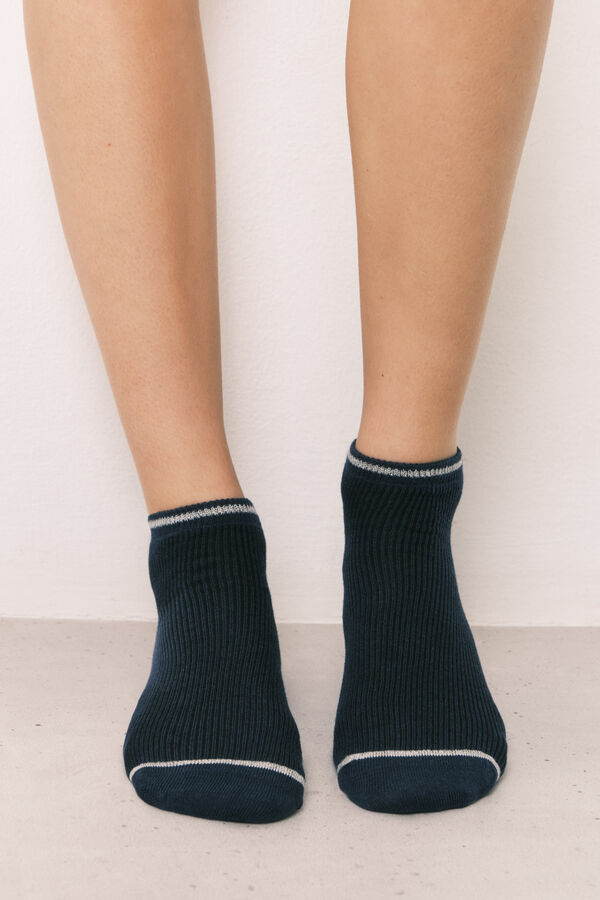 Women'secret Pack 3 calcetines cortos azul lurex azul