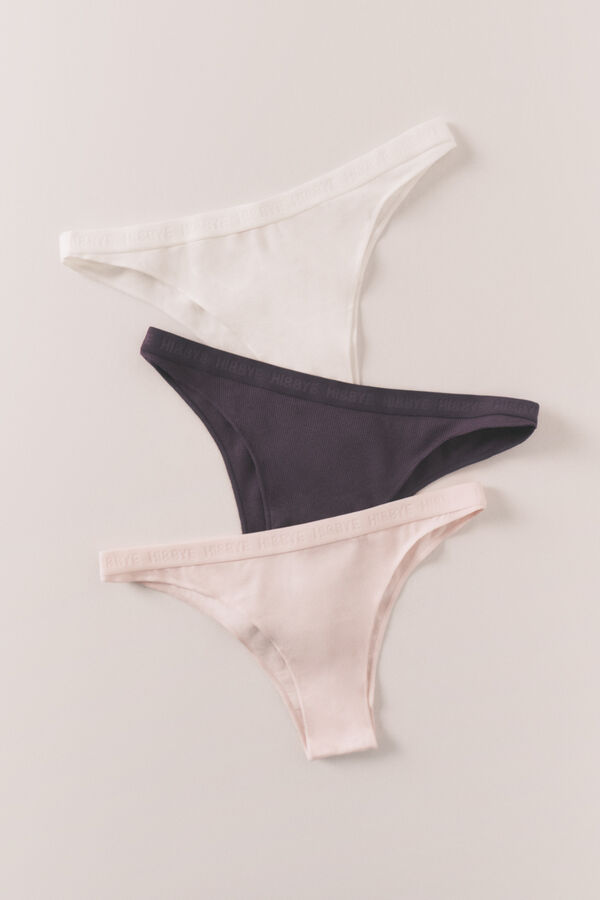 HI&BYE Pack de 3 panties brasile&ntilde;as morado, blanco y rosa blanco