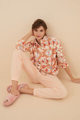 Womensecret Pijama larga de tela polar con estampado étnico estampado