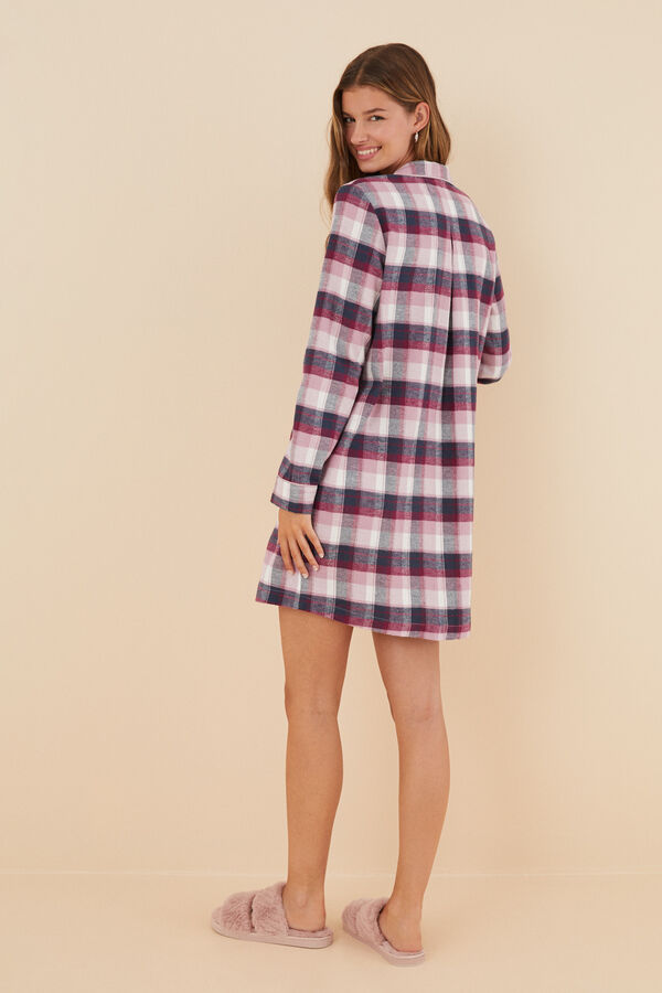 Womensecret Camisón camisero 100% algodón cuadros franela kaki