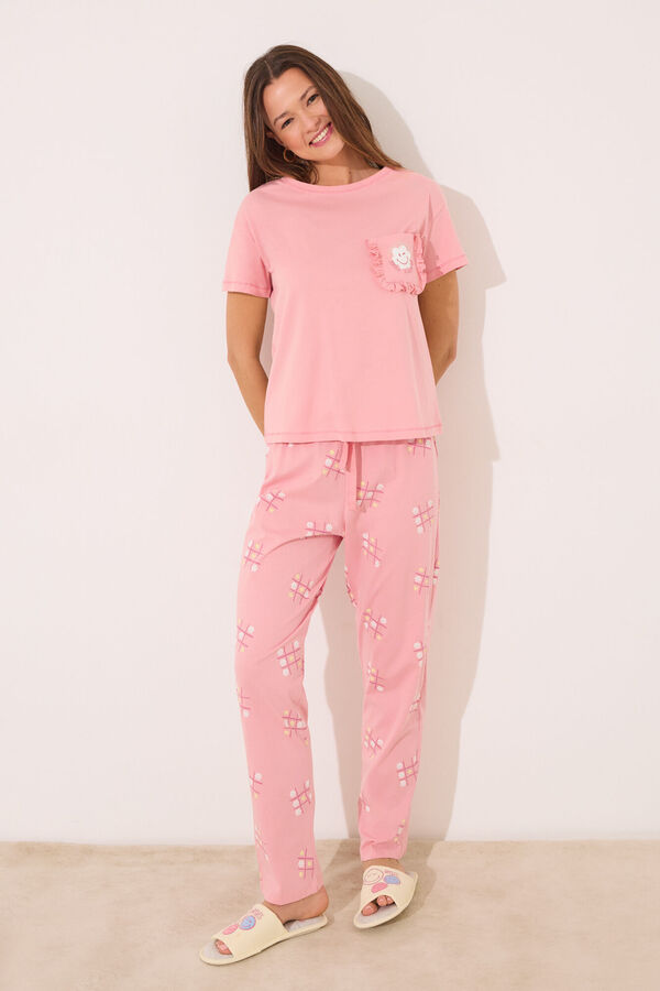 Womensecret Pijama Smiley rosa 100% algodón  rosa