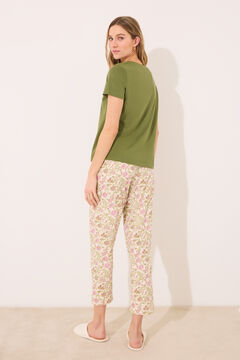 Womensecret Pantalón largo zanahoria 100% algodón flores estampado
