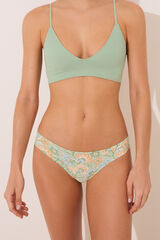 Womensecret Panty clásica de microfibra con estampado verde verde