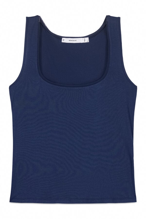 Women'secret Playera interior de viscosa azul azul