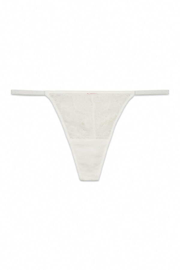 HI&BYE Tanga de encaje floral blanco marfil