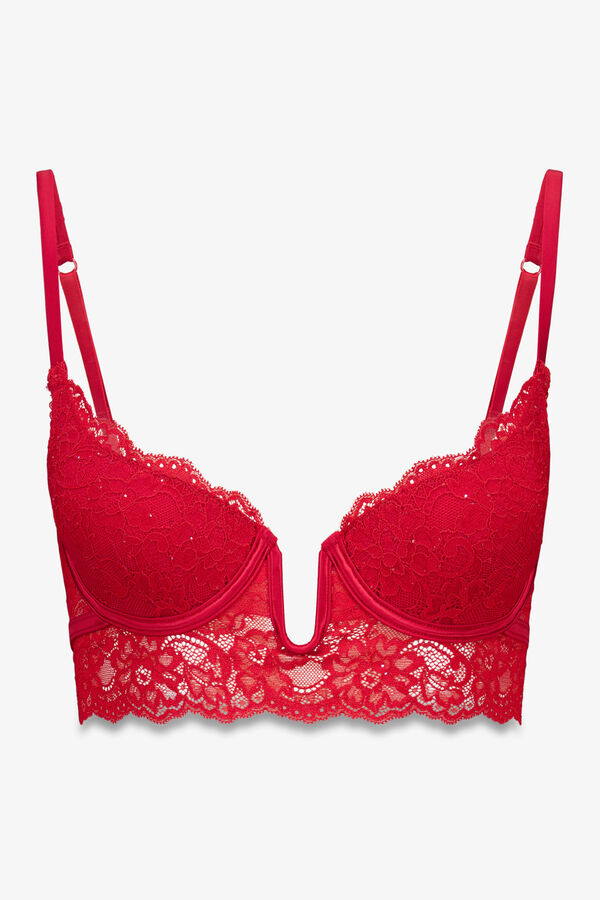 Women'secret Brasier GORGEOUS push up encaje rojo brillo coral