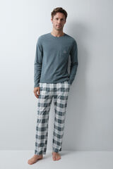 Women'secret Pijama larga de algod&oacute;n a cuadros verde verde