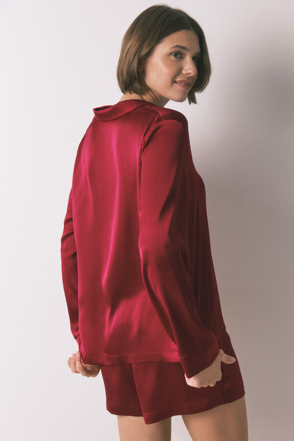 Women'secret Pijama camisera short de sat&eacute;n rojo rojo