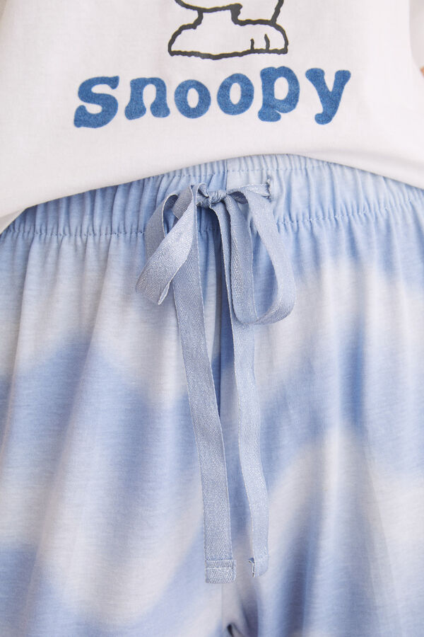 Womensecret Pijama larga 100% algodón Snoopy estampado marfil