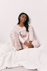 Women'secret Pijama larga de algod&oacute;n Snoopy rosa rosa