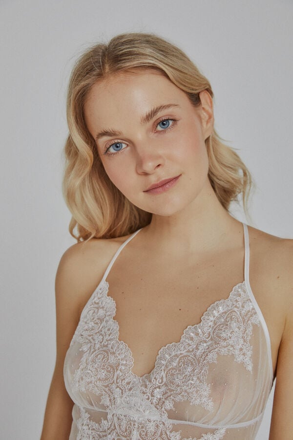 Ivette Bridal Camis&oacute;n Ivette Bridal de sat&eacute;n con tanga en blanco marfil