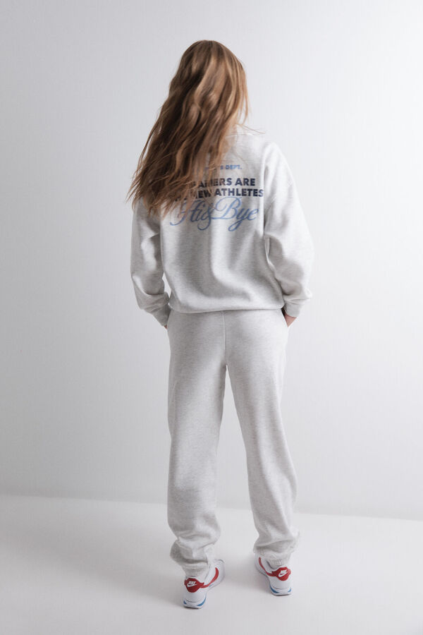 HI&BYE Pantalón jogger de forro polar de algodón gris oscuro gris