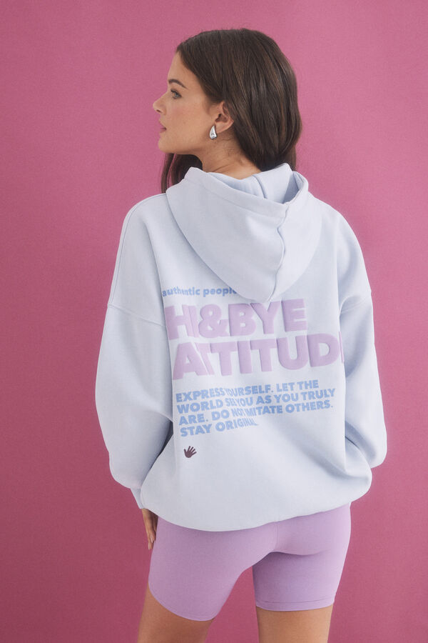 Womensecret Sudadera capucha felpa azul logo azul