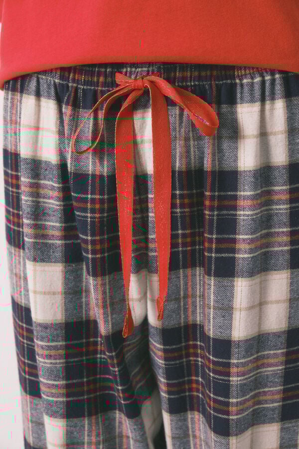 Women'secret Pijama larga 100% algod&oacute;n estampado cuadros "Hogwarts" rojo