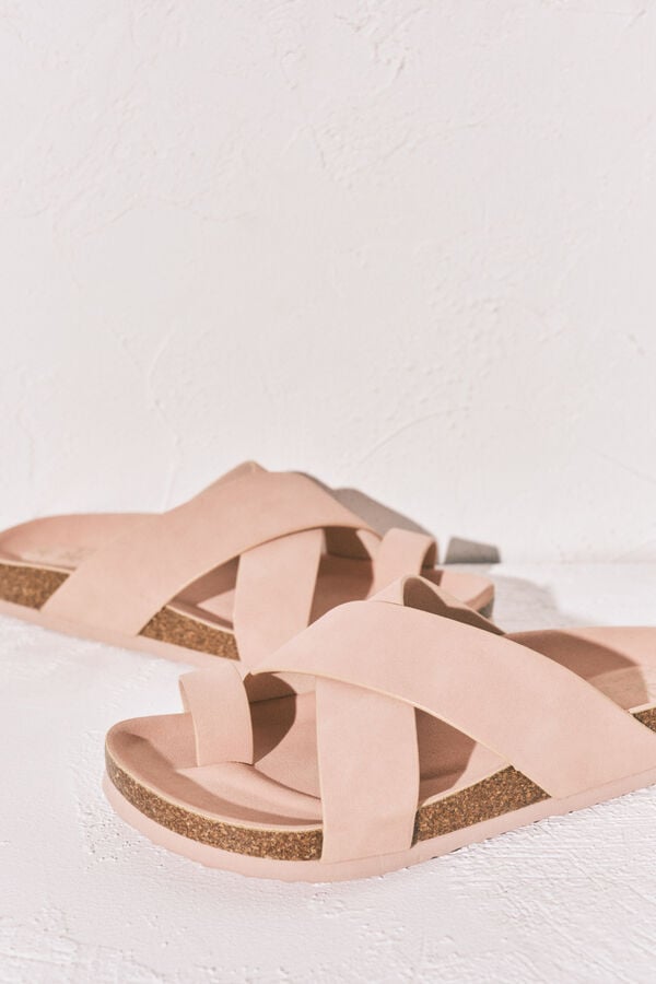 Women'secret Sandalia bio de tiras cruzadas rosa rosa