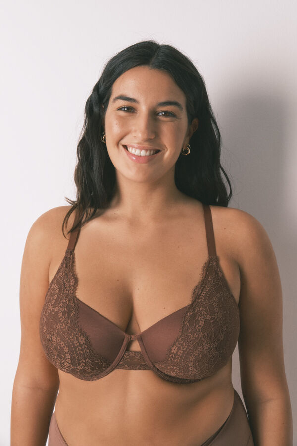 Women'secret BEAUTIFUL brasier clásica de encaje marrón café