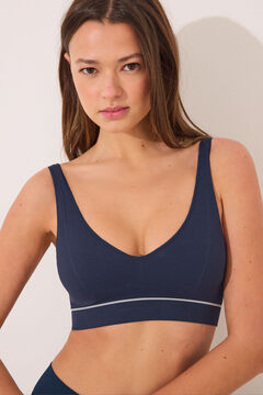 Womensecret Brasier de canalé azul sin costuras  azul