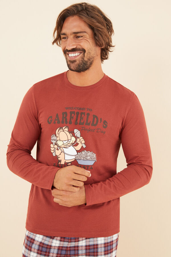 Womensecret Pijama larga hombre 100% algodón Garfield naranja