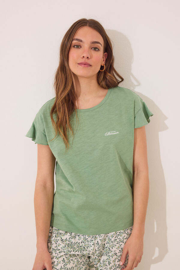 Womensecret Pijama Capri 100% algodón verde verde