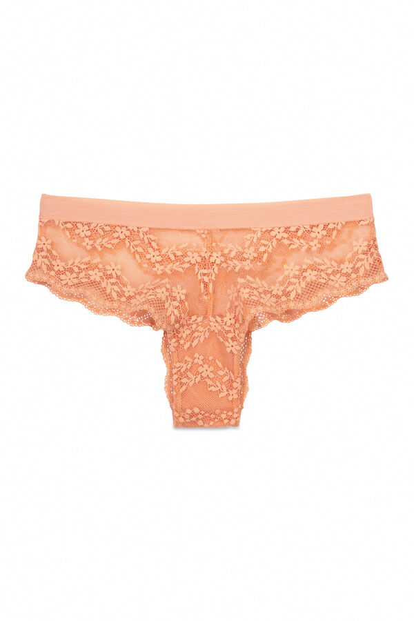 Womensecret Panty brasileño ancha en color naranja melocotón naranja