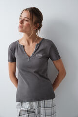 Women'secret Playera manga corta de algod&oacute;n gris gris