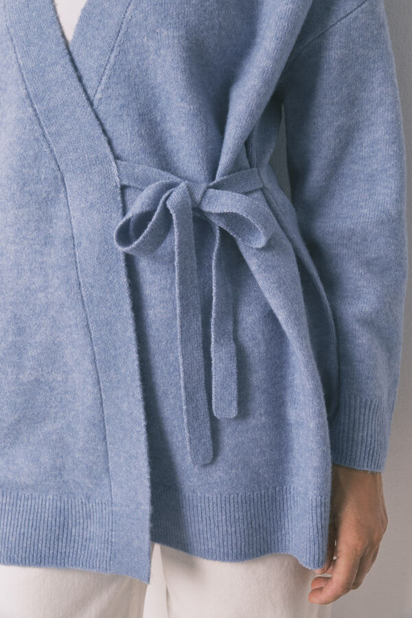 Women'secret Bata midi de tejido azul azul