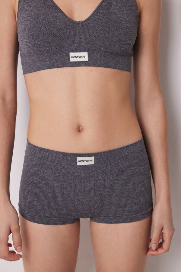 Womensecret Culotte de canalé gris sin costuras gris