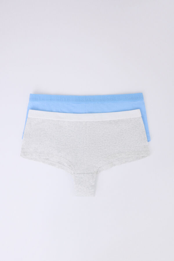 Womensecret Pack 2 bragas bóxer azul, gris blanco