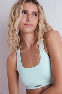 Womensecret Top deportivo de canalé verde sin costuras  verde