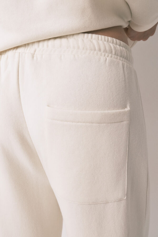 Women'secret Pantalón largo de felpa fina blanca marfil