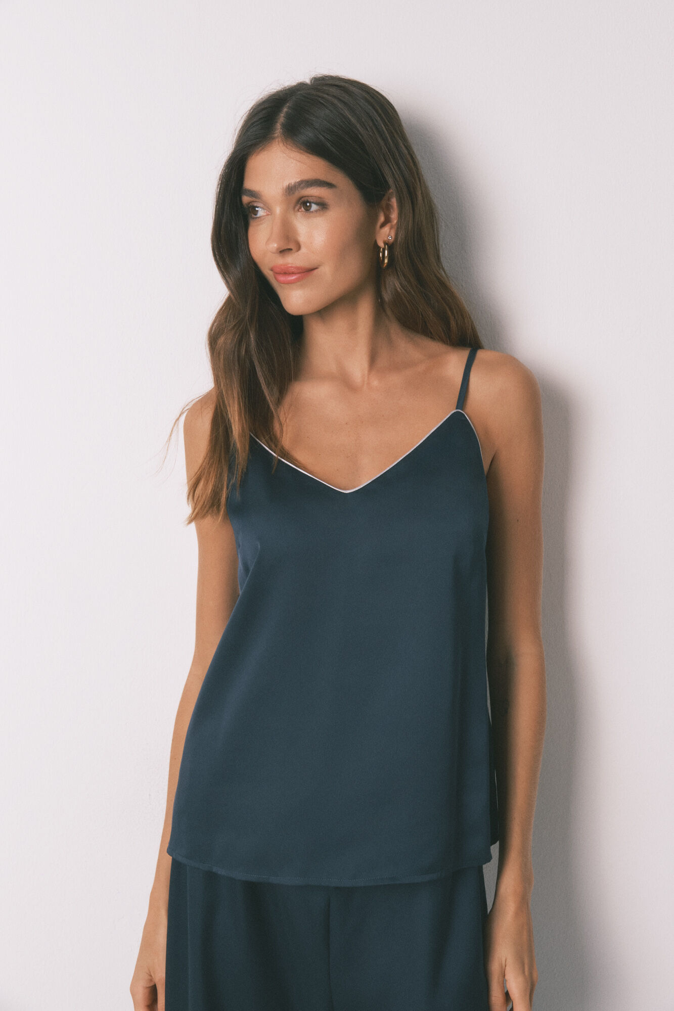 Women'secret Pijama larga sat&eacute;n azul