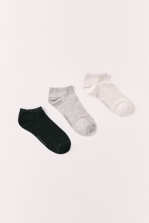 Women'secret Pack 3 calcetines cortos de lurex grises gris