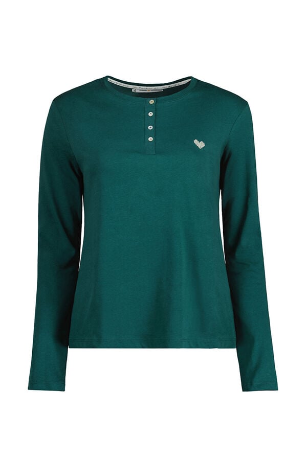Womensecret Camiseta manga larga 100% algodón verde verde