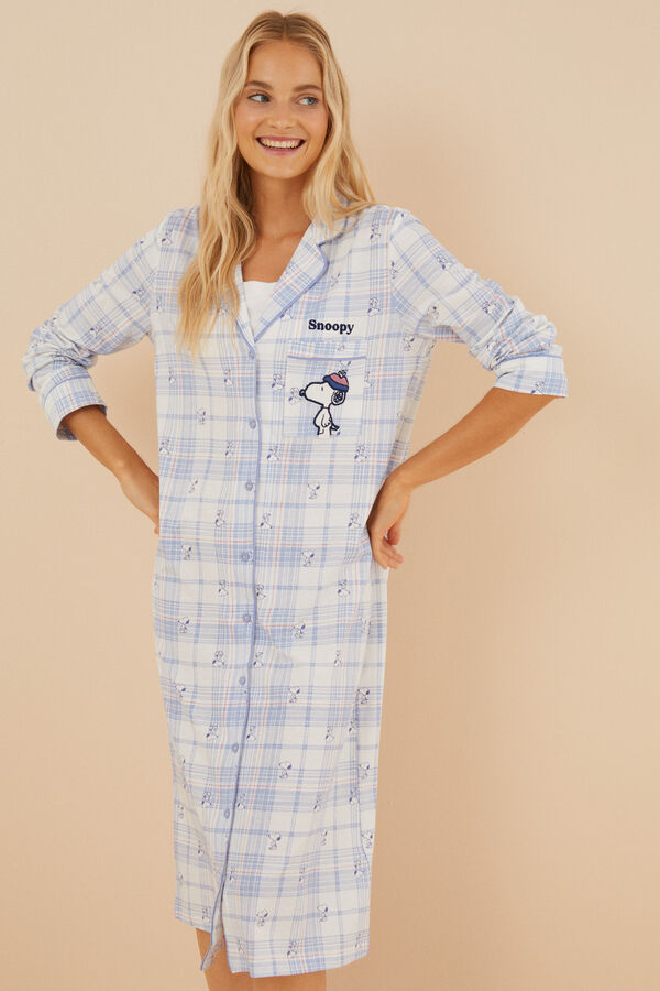 Womensecret Camisón manga larga Snoopy cuadros estampado