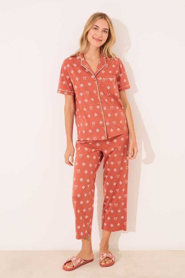 Womensecret Pijama camisera de Mickey Mouse 100% algodón naranja