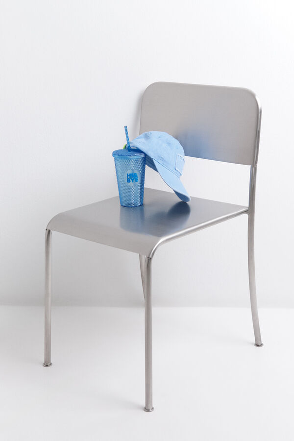 Womensecret Vaso de plástico azul mediano con pajita integrada azul