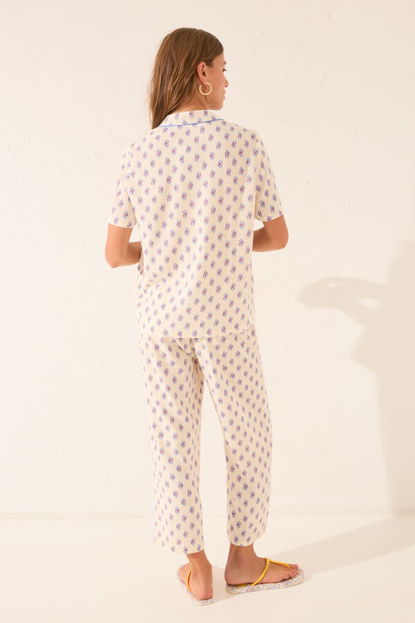 Womensecret Pijama camisera largo de viscosa beige blanco