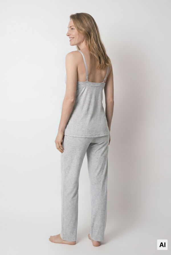 Women'secret Pijama larga maternity de tirantes gris gris