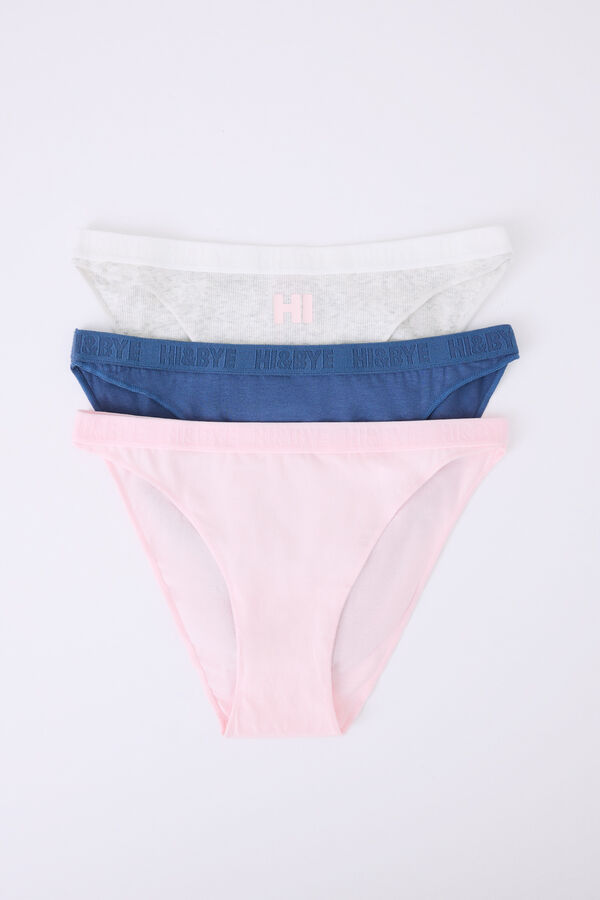 Womensecret Pack 3 bragas clásicas rosa, gris, azul blanco