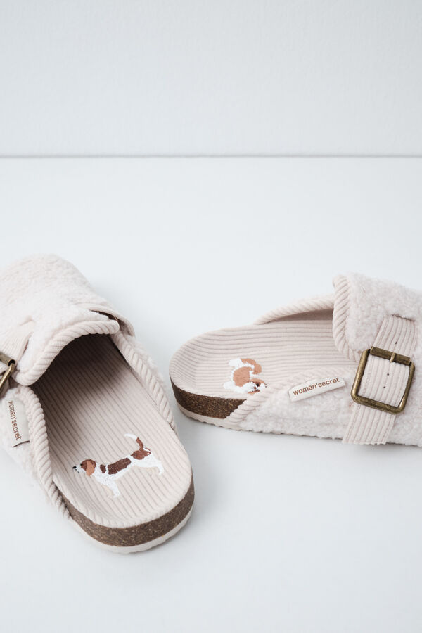 Women'secret Pantunflas zueco borreguito marfil