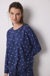 Womensecret Pijama larga 100% algodón azul flores azul