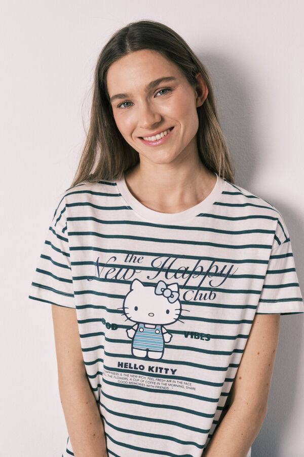 Women'secret Pijama Hello Kitty de manga corta de algod&oacute;n blanco
