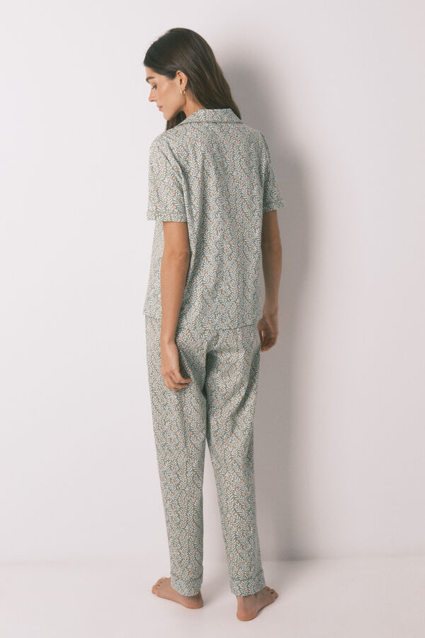 Women'secret Pijama camisera estampado de flores de 100% algod&oacute;n verde