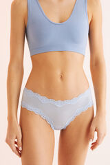 Womensecret Panty brasileño ancho microfibra encaje azul azul