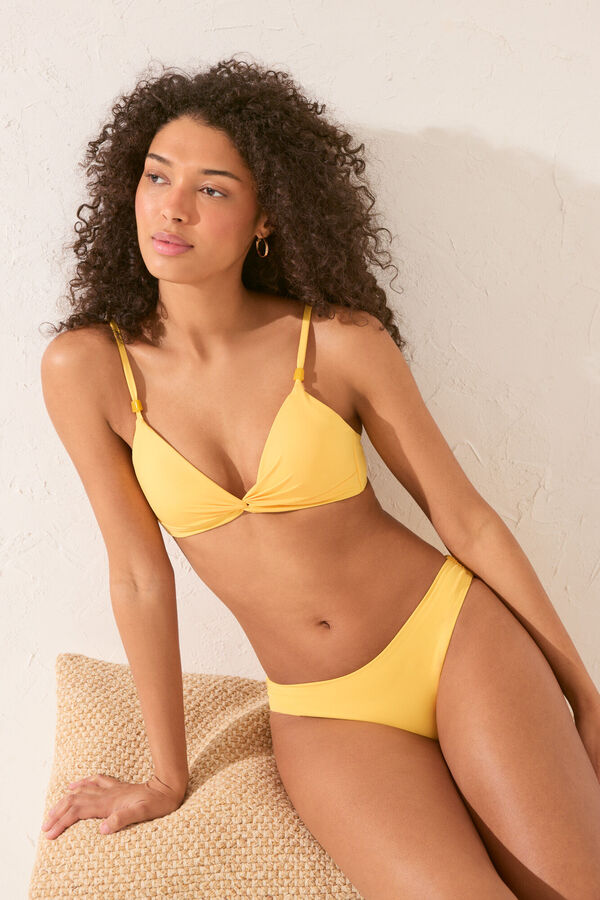 Womensecret Top de bikini triangular con efecto push-up amarillo amarillo
