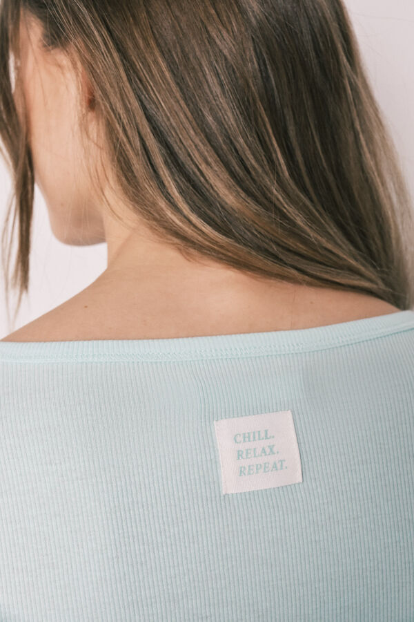 Women'secret Pijama larga cuadros Vichy de algod&oacute;n verde verde