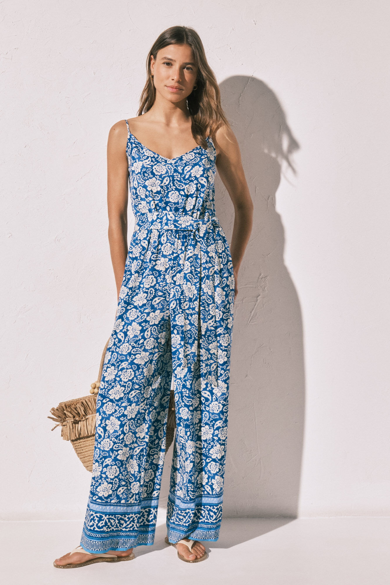 Women'secret Jumpsuit largo de tirantes estampado boho