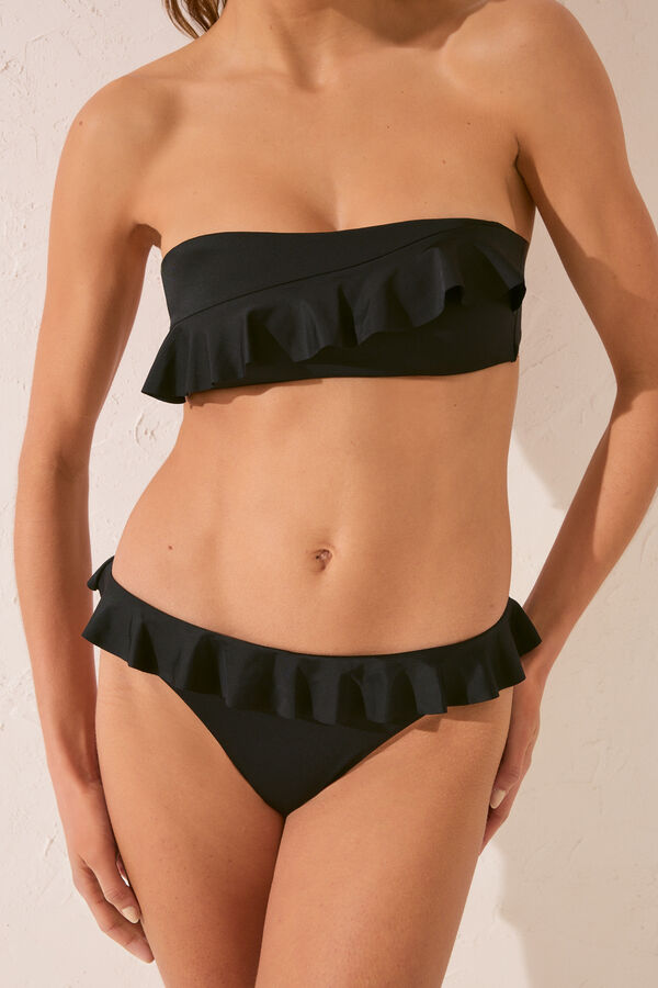 Womensecret Panty bikini brasileño volantes negro negro