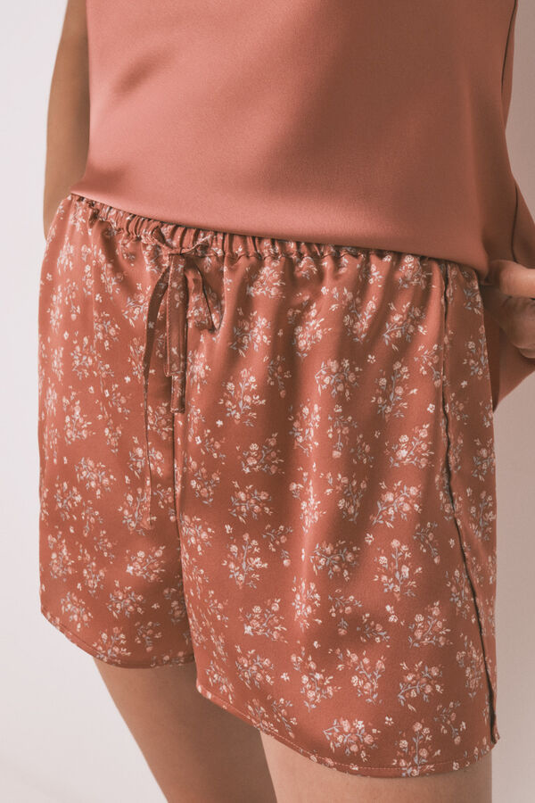 Women'secret Pijama corta de satén naranja naranja